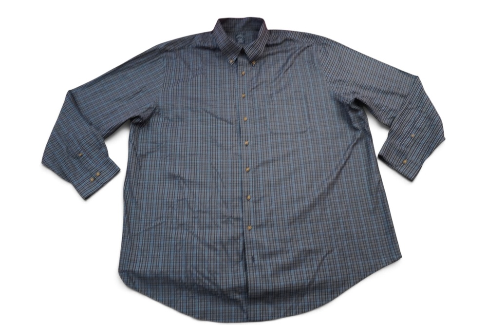 Brooks Brothers Shirt Mens 3XLT Blue Plaid Supima Button Front Long Sleeve